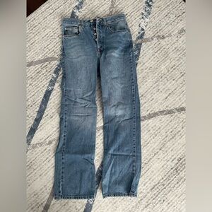 Topshop medium wash button fly jeans. 28 inch waist and 30 inch inseam